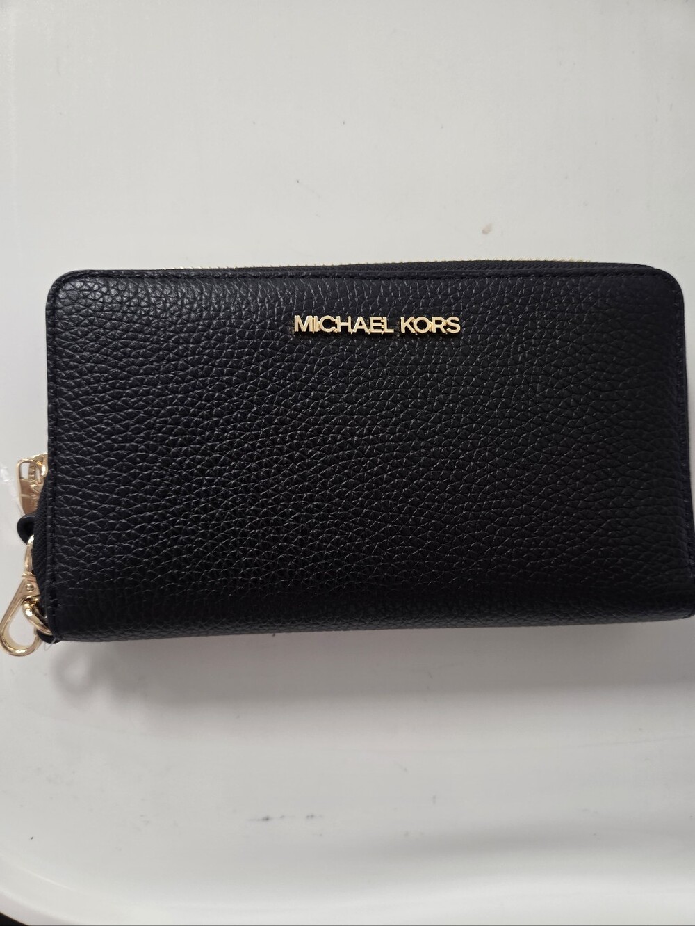 Michael Kors Black Pebbled Leather Zip Wallet
